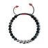 Schwarzer Linienachat | Silber und rote Emaille | Makramee-Weihnachtsmann-Armband